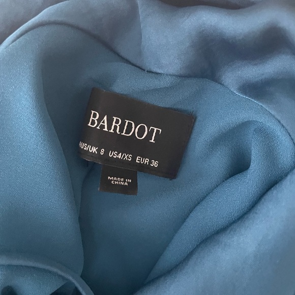 Bardot 100% Silk Blue Long Sleeve Open Back Dress - Picture 7 of 15